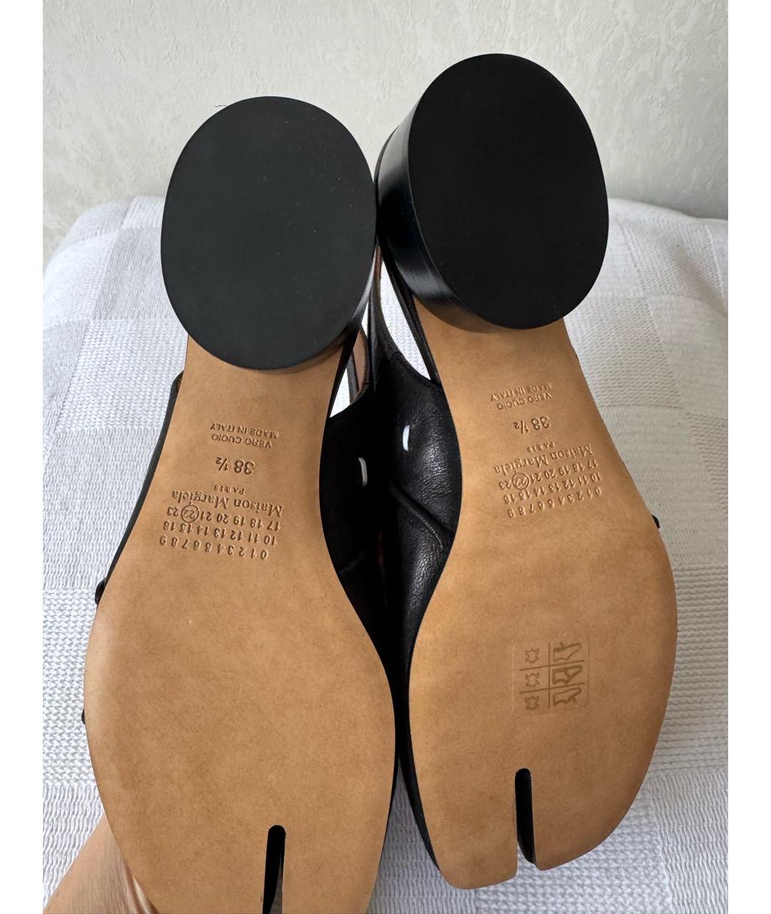 MAISON MARGIELA Черные кожаные лодочки на низком каблуке, фото 5