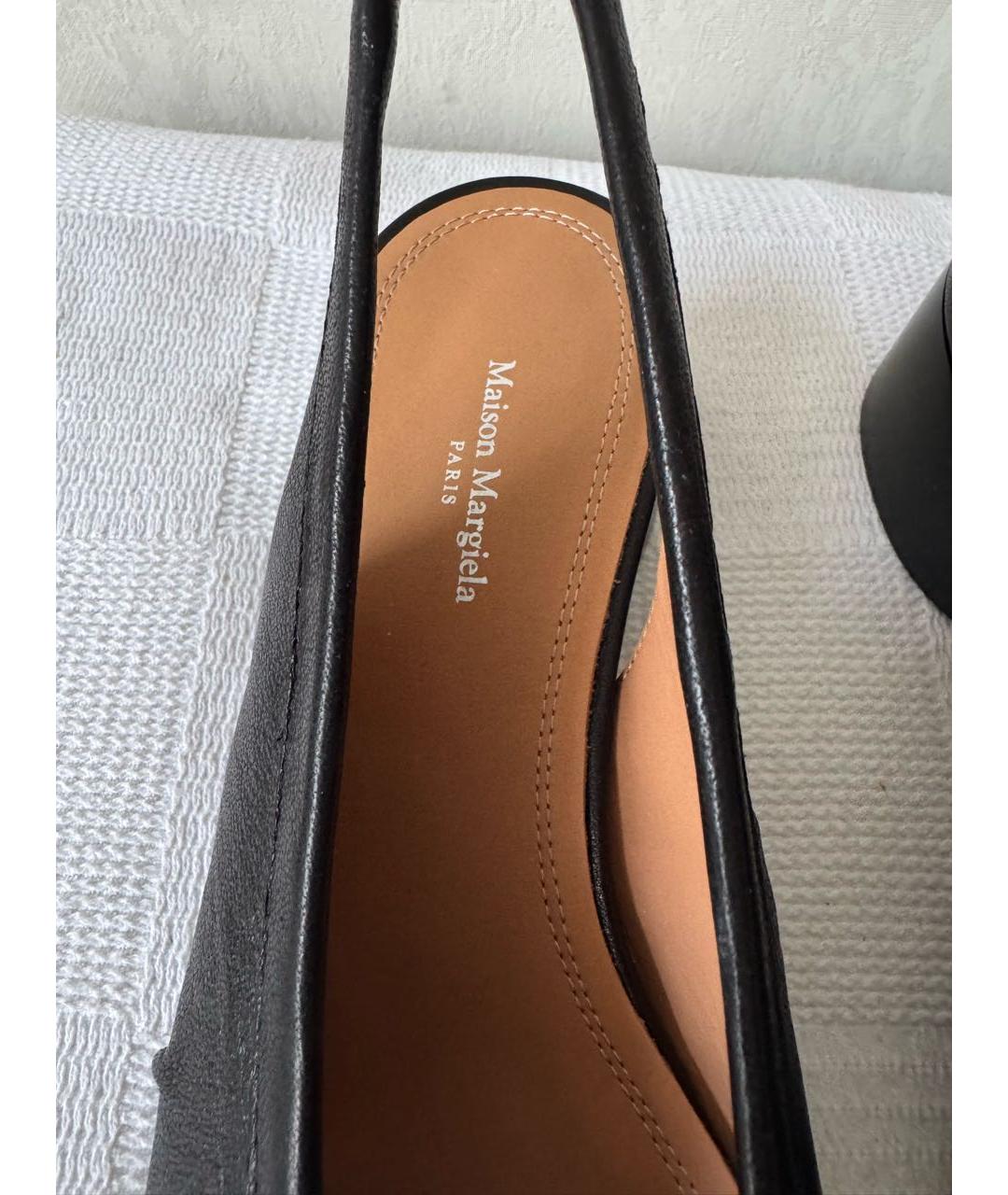 MAISON MARGIELA Черные кожаные лодочки на низком каблуке, фото 6