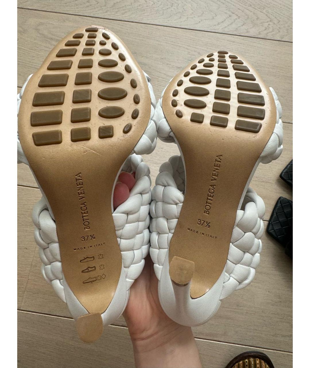 BOTTEGA VENETA Бирюзовые кожаные босоножки, фото 4