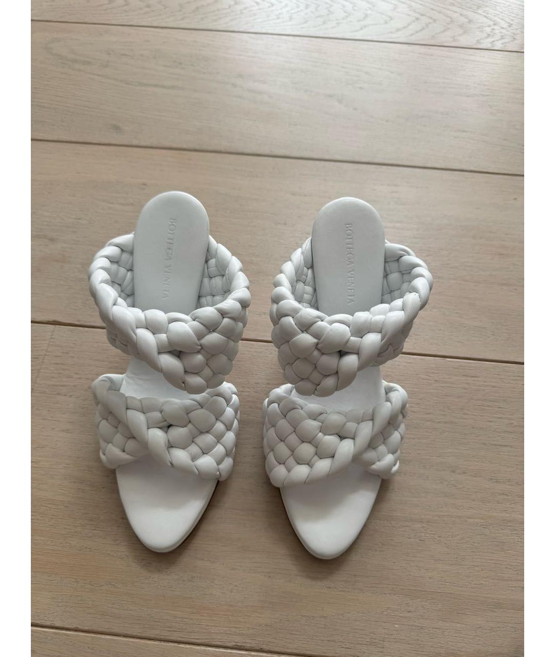 BOTTEGA VENETA Бирюзовые кожаные босоножки, фото 5