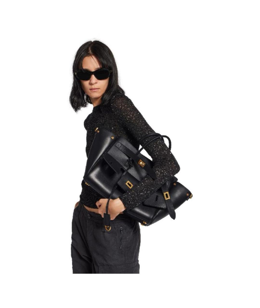 BALENCIAGA Черная кожаная сумка через плечо, фото 5