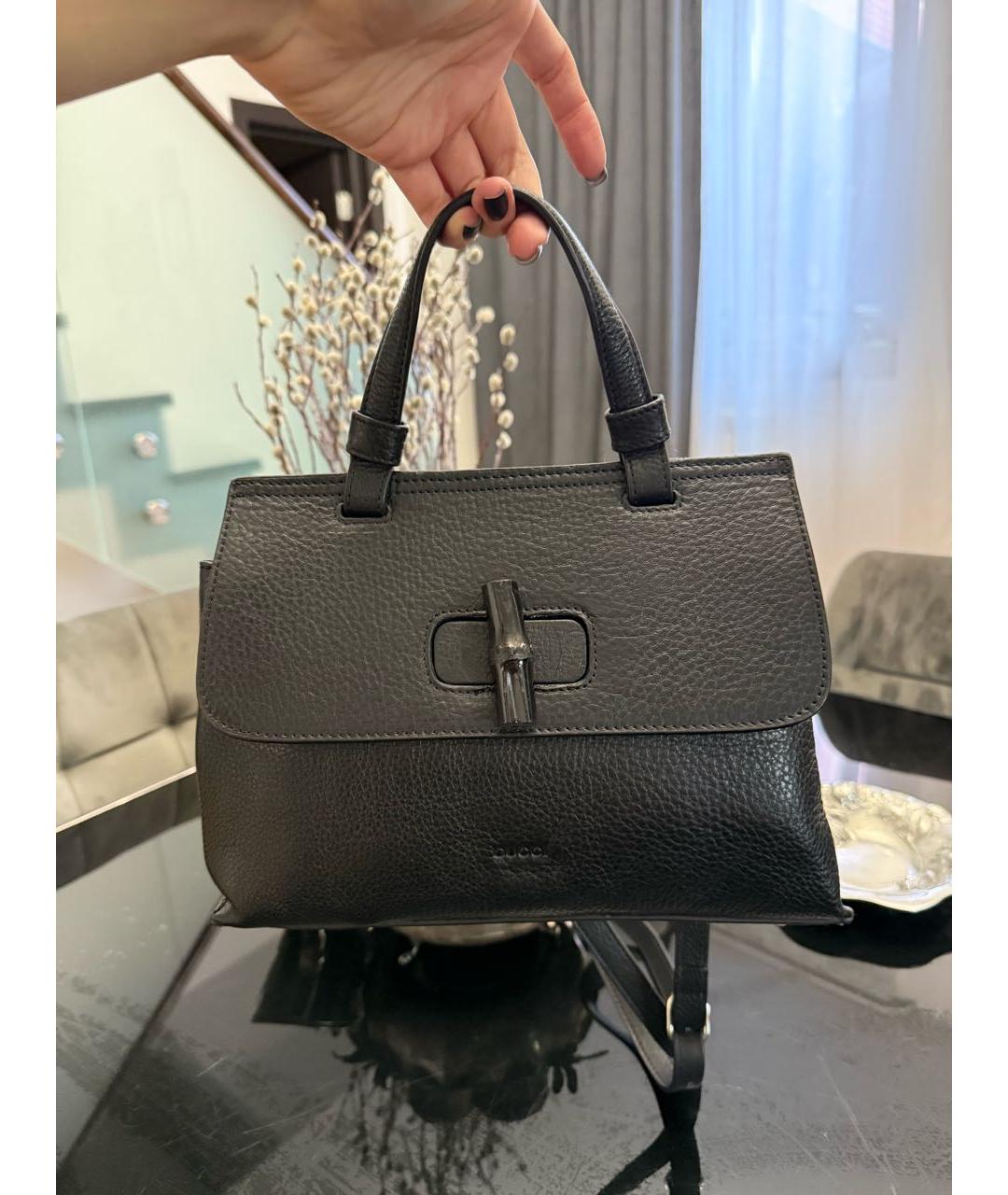 GUCCI Черная кожаная сумка с короткими ручками, фото 9