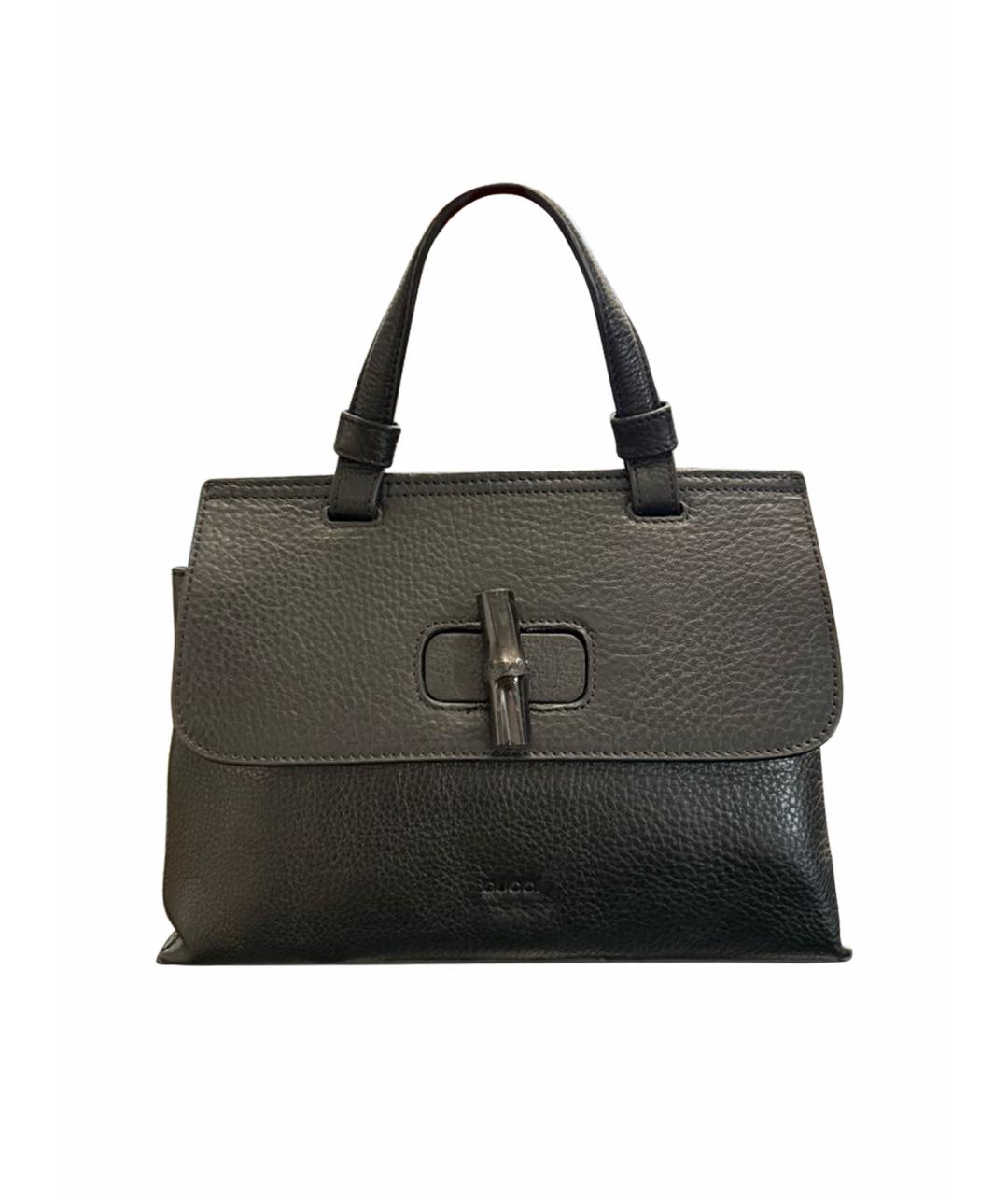 GUCCI Черная кожаная сумка с короткими ручками, фото 1