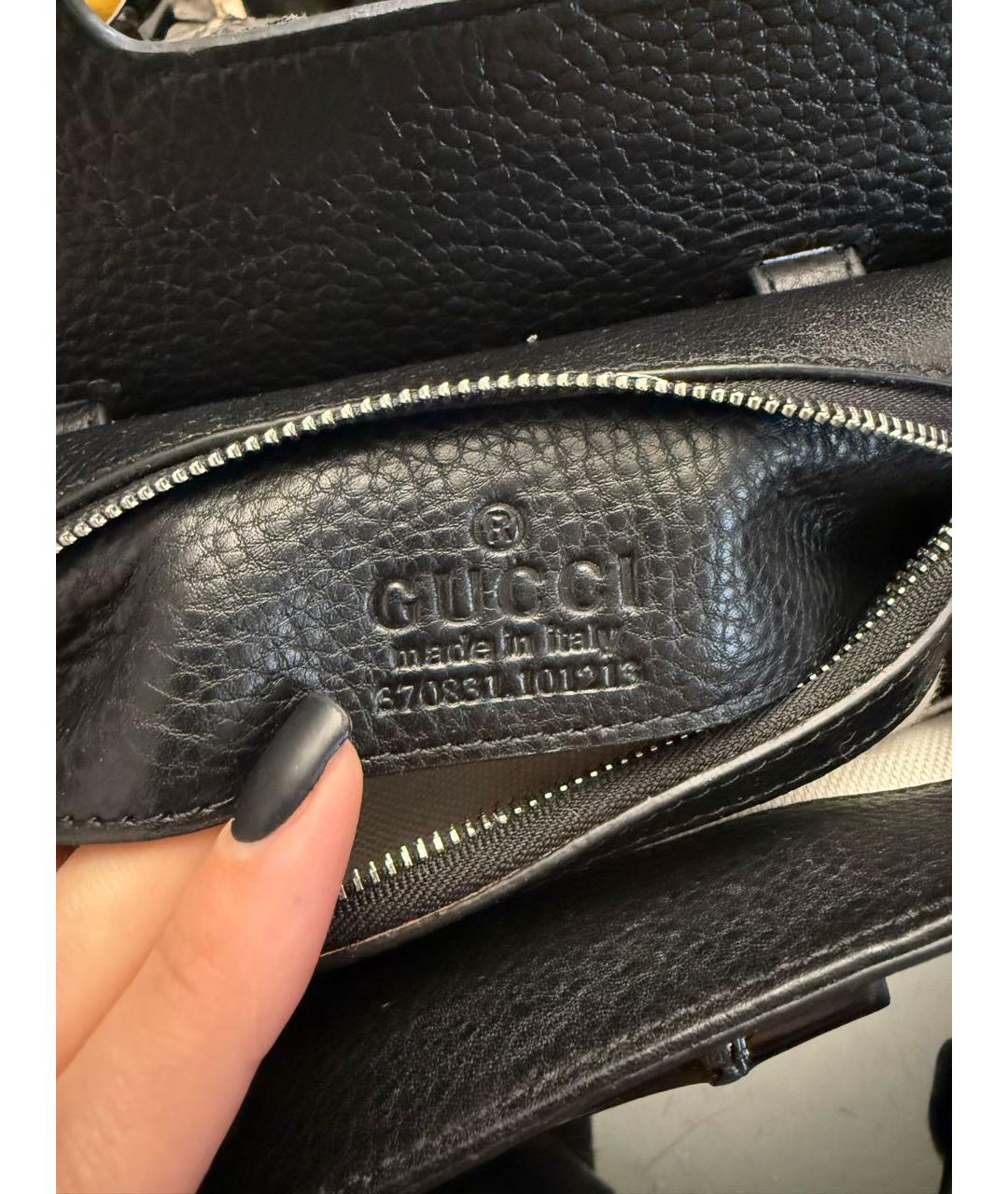 GUCCI Черная кожаная сумка с короткими ручками, фото 8