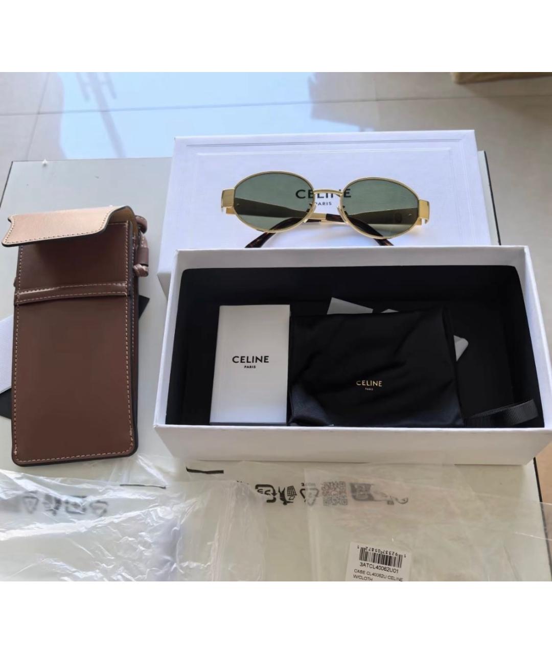 CELINE Золотые металлические солнцезащитные очки, фото 3