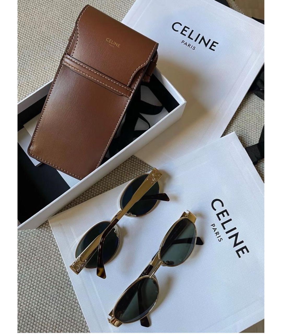 CELINE Золотые металлические солнцезащитные очки, фото 8