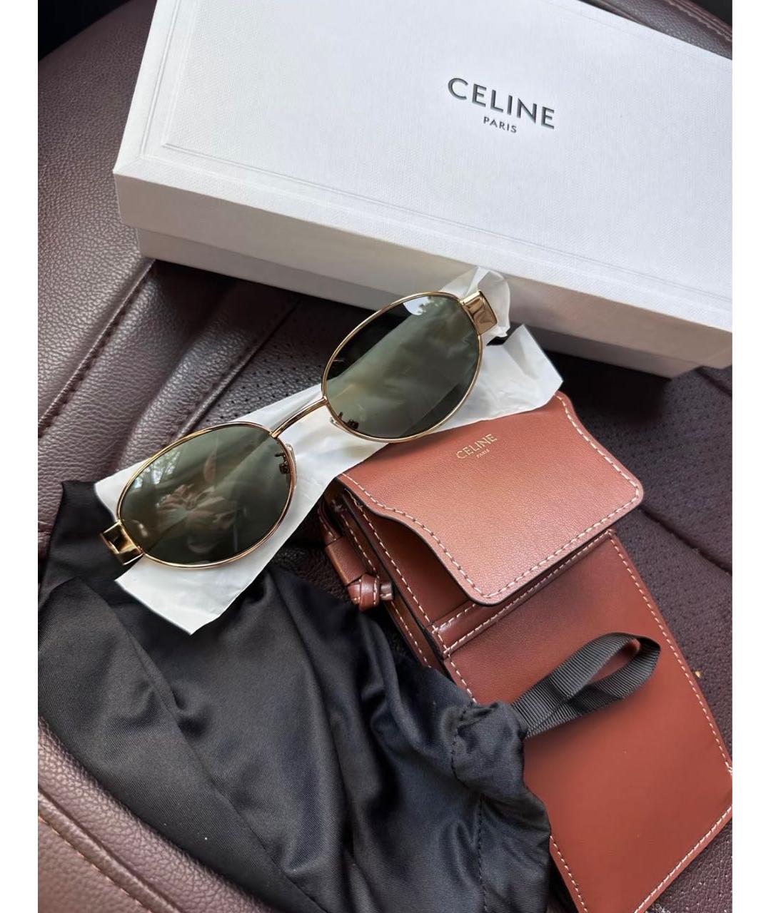 CELINE Золотые металлические солнцезащитные очки, фото 8