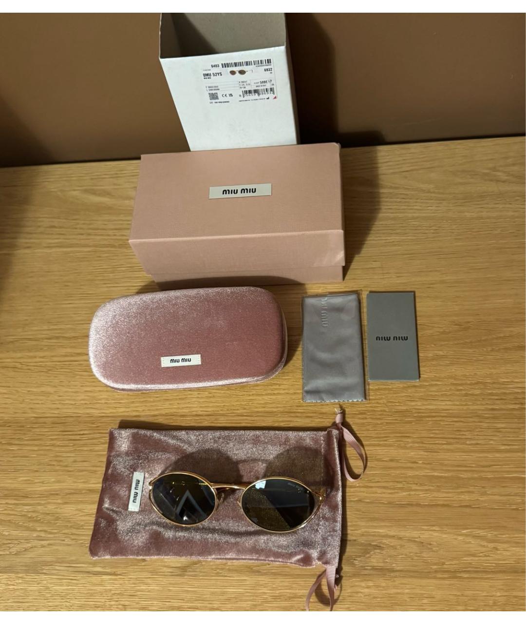MIU MIU Коричневые металлические солнцезащитные очки, фото 4