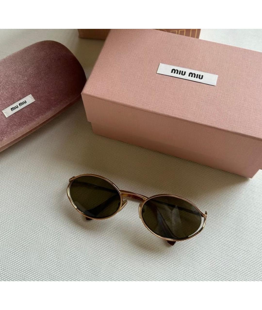 MIU MIU Коричневые металлические солнцезащитные очки, фото 5