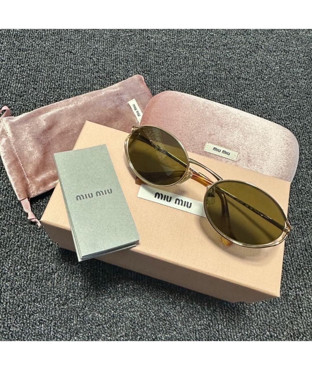 MIU MIU Коричневые металлические солнцезащитные очки, фото 6