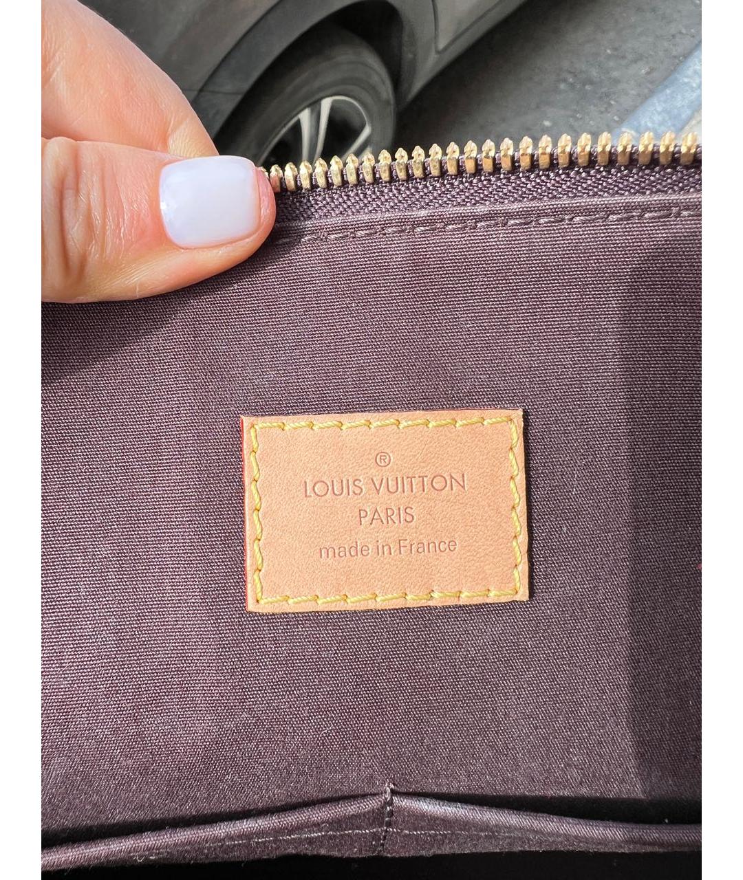 LOUIS VUITTON Бордовая сумка с короткими ручками из лакированной кожи, фото 3