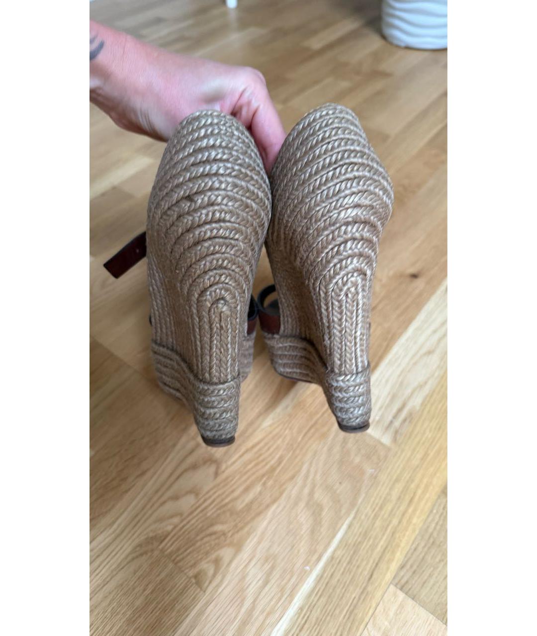 CHRISTIAN LOUBOUTIN Коричневые кожаные босоножки, фото 4