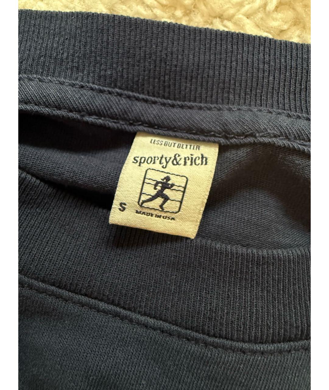 SPORTY AND RICH Синяя хлопковая футболка, фото 3