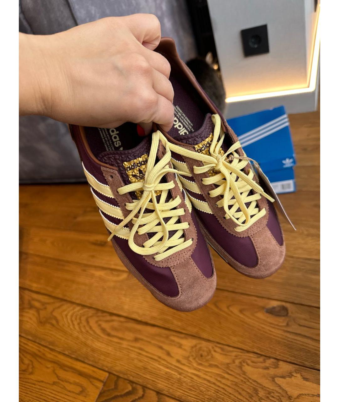 ADIDAS Бордовые замшевые кроссовки, фото 3