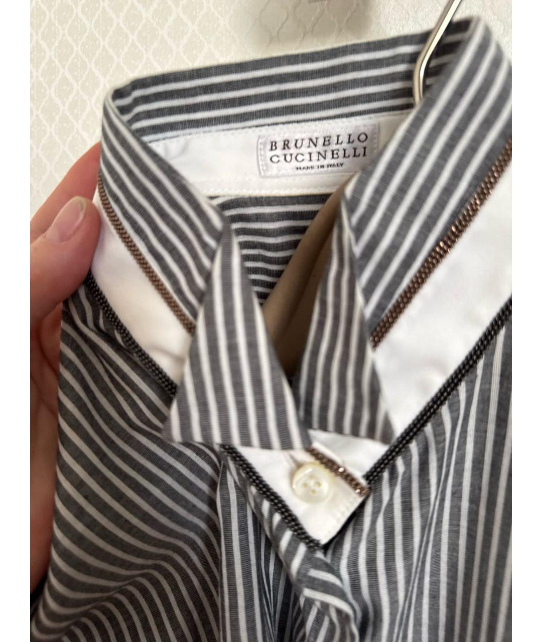 BRUNELLO CUCINELLI Серая хлопковая рубашка, фото 3