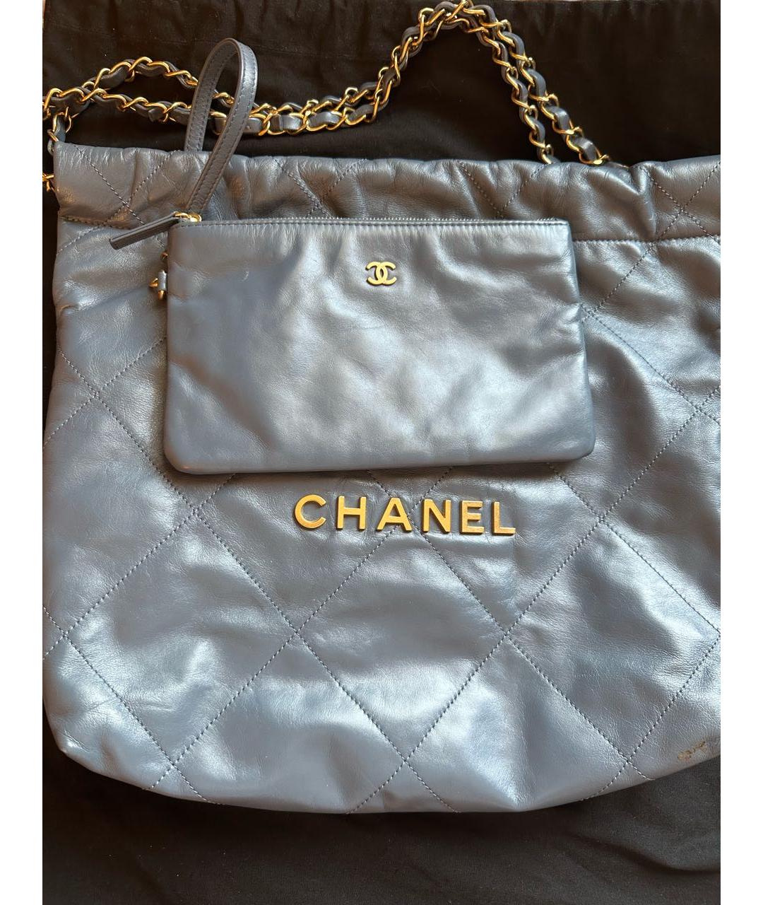 CHANEL Серая кожаная сумка тоут, фото 5
