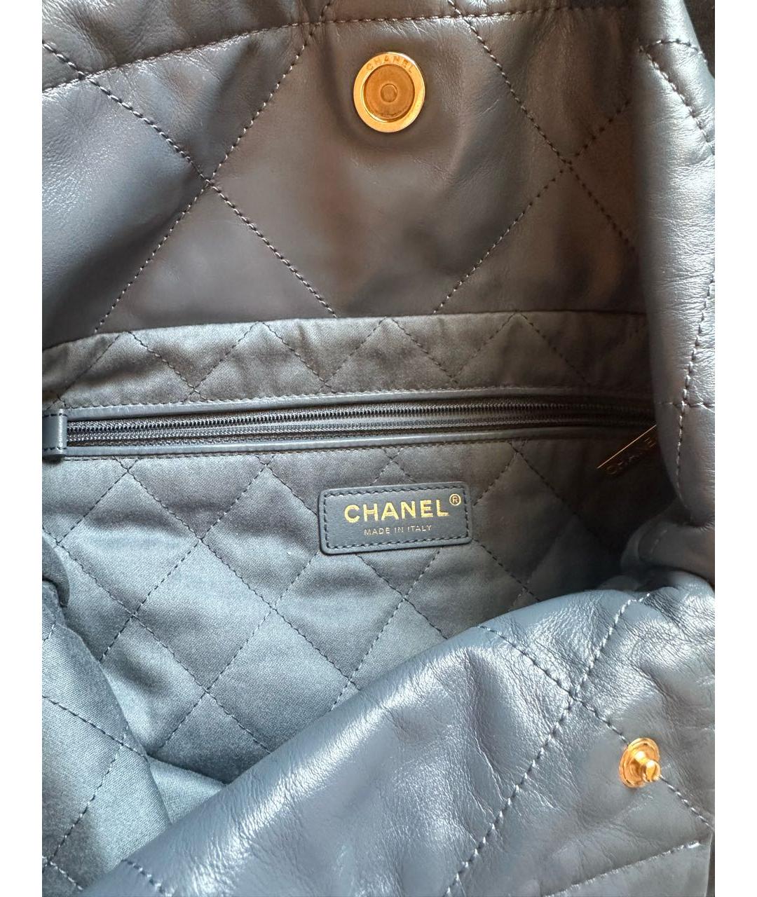 CHANEL Серая кожаная сумка тоут, фото 4