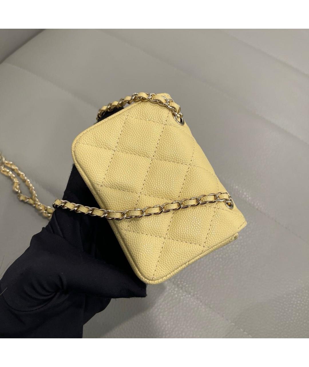 CHANEL Желтая кожаная сумка через плечо, фото 4