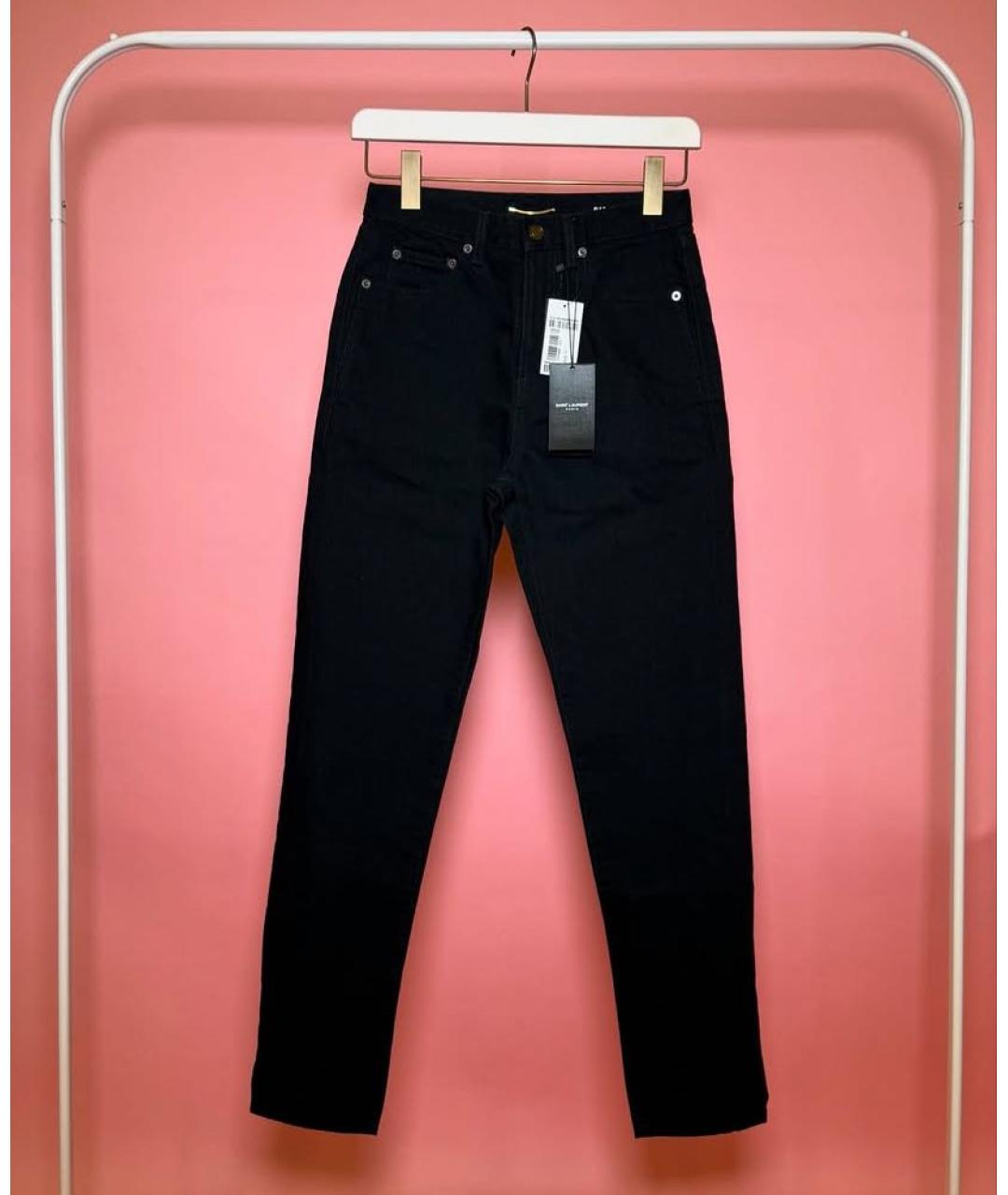 SAINT LAURENT Черные хлопковые прямые джинсы, фото 6