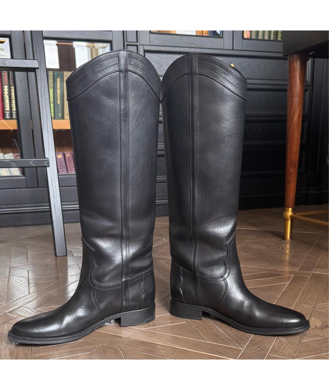 SAINT LAURENT Черные кожаные сапоги, фото 3