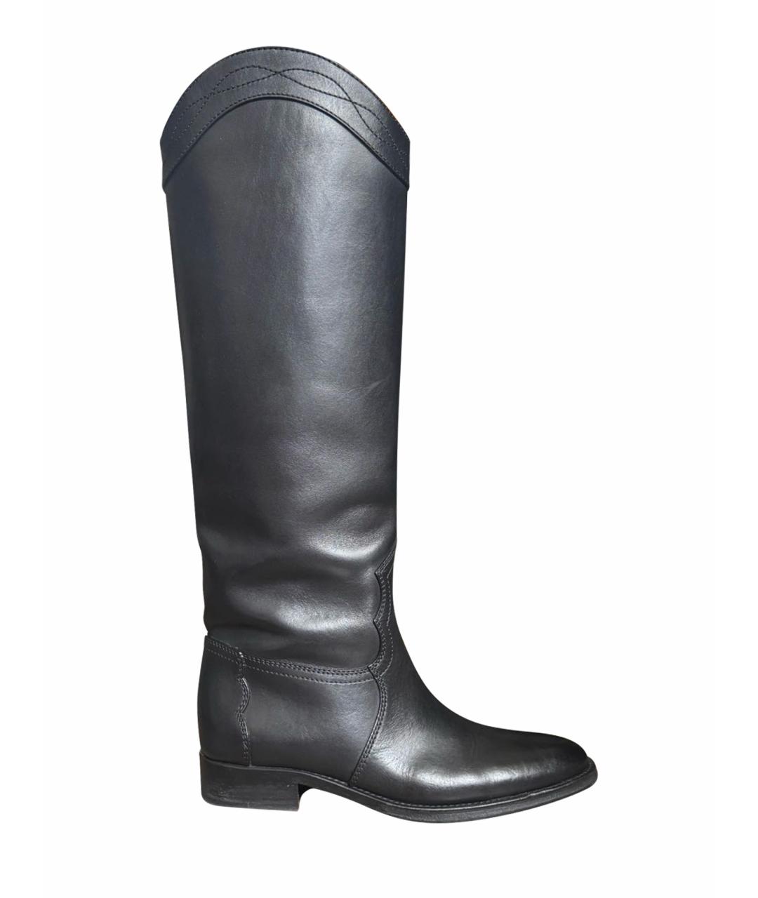 SAINT LAURENT Черные кожаные сапоги, фото 1