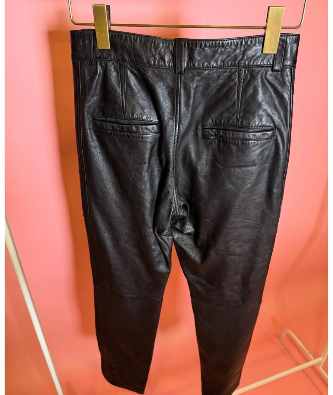 ISABEL MARANT Черные кожаные прямые брюки, фото 5