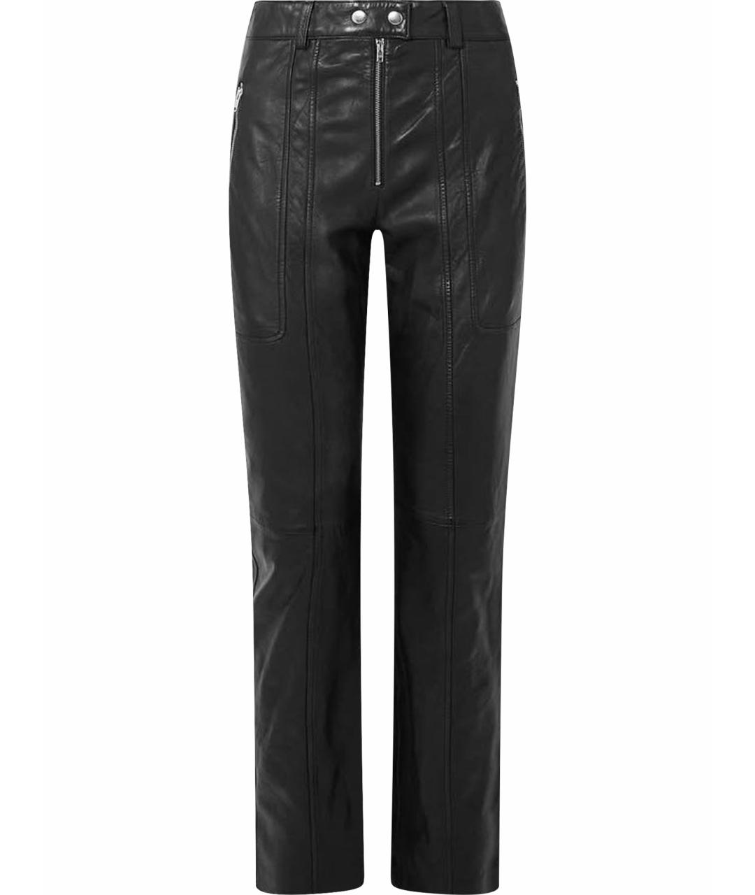 ISABEL MARANT Черные кожаные прямые брюки, фото 1