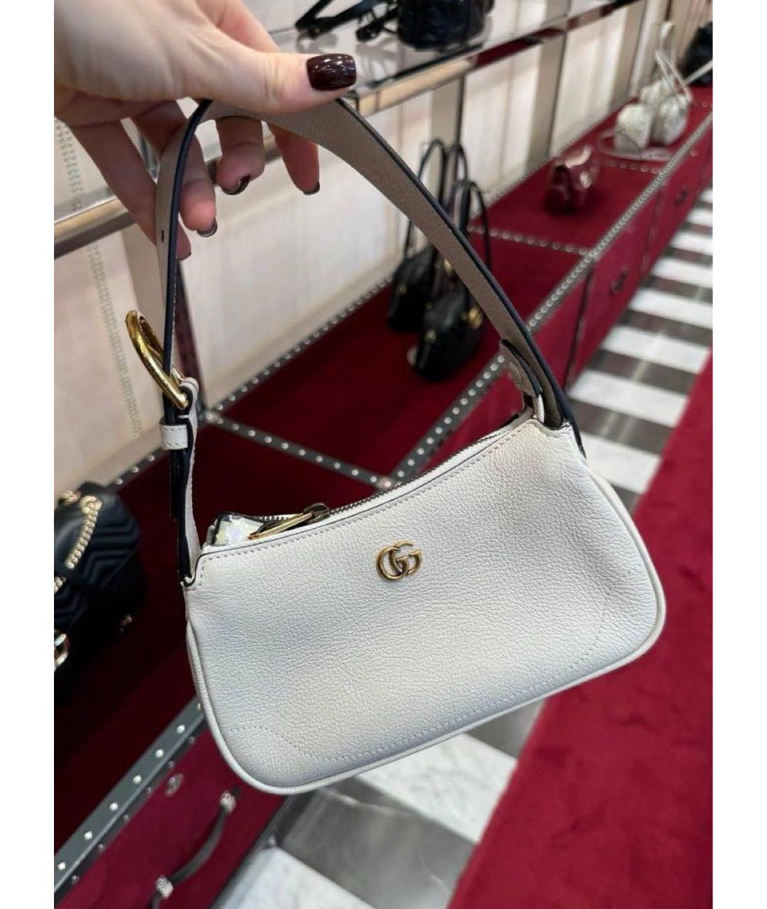 GUCCI Бежевая кожаная сумка с короткими ручками, фото 2