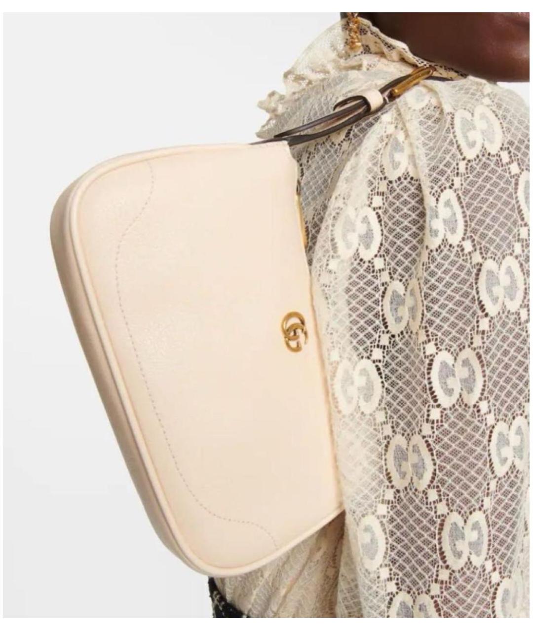 GUCCI Бежевая кожаная сумка с короткими ручками, фото 4