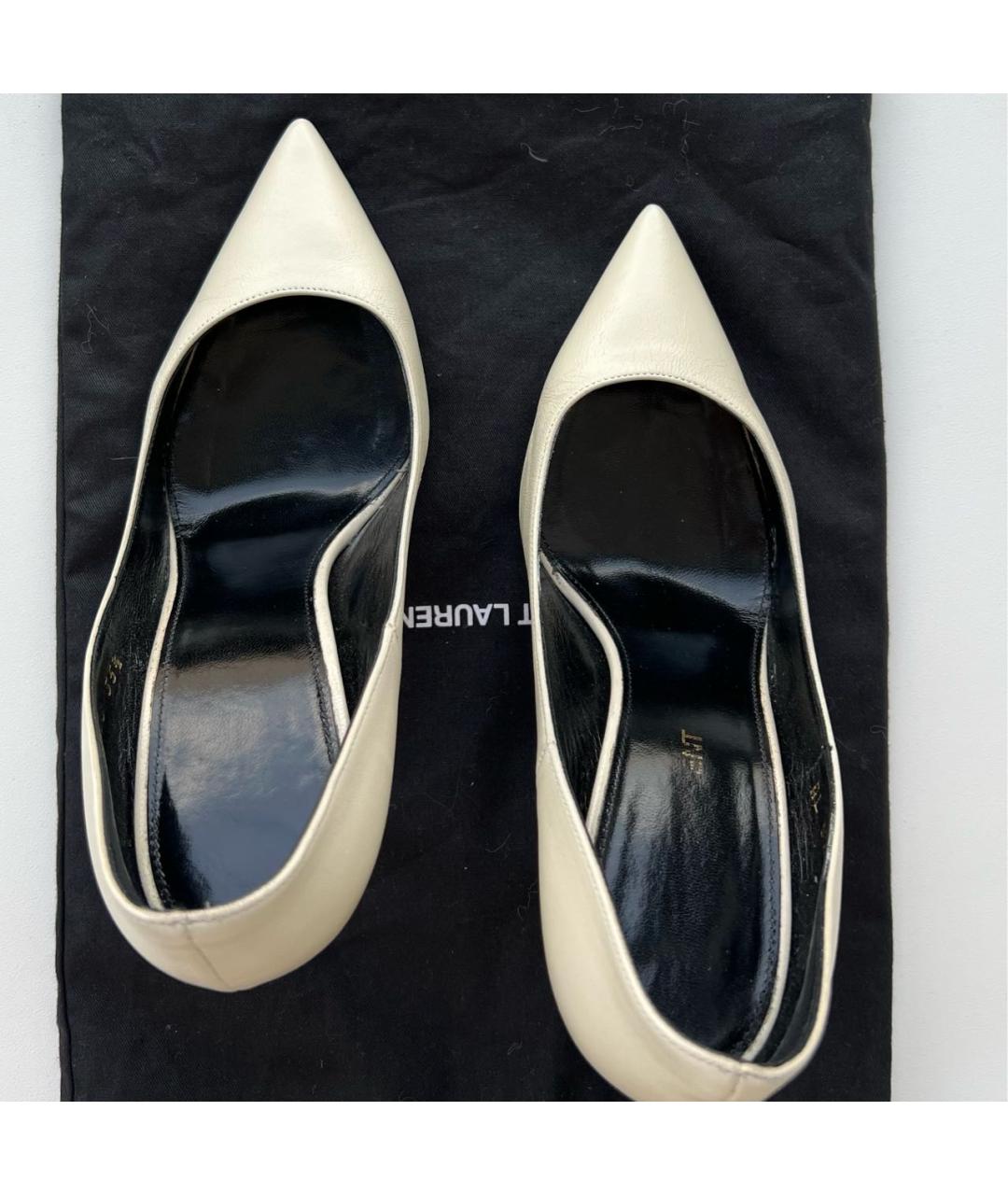 SAINT LAURENT Белые кожаные туфли, фото 3