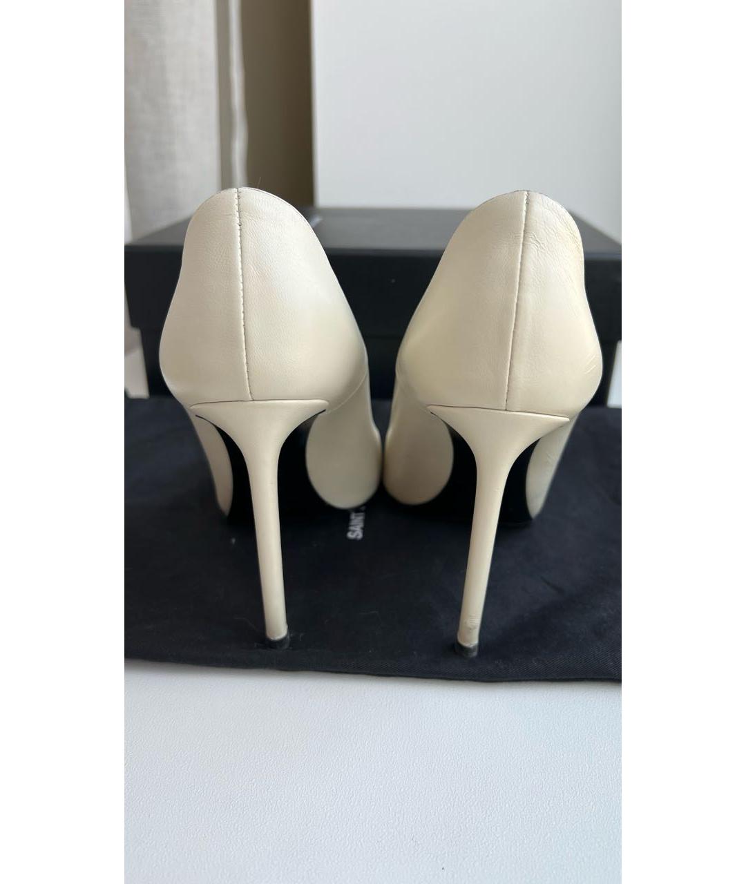 SAINT LAURENT Белые кожаные туфли, фото 4