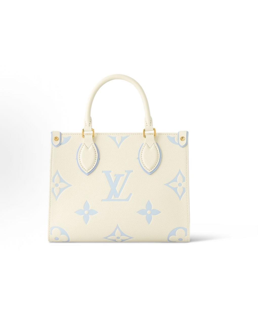 LOUIS VUITTON Бежевая кожаная сумка тоут, фото 5