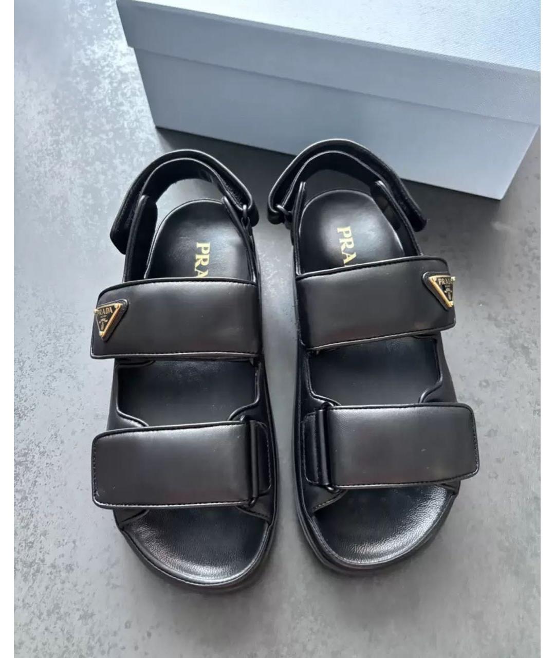 PRADA Черные кожаные сандалии, фото 3