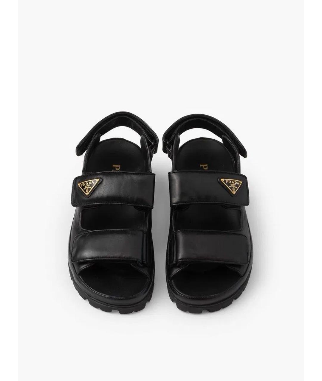 PRADA Черные кожаные сандалии, фото 2
