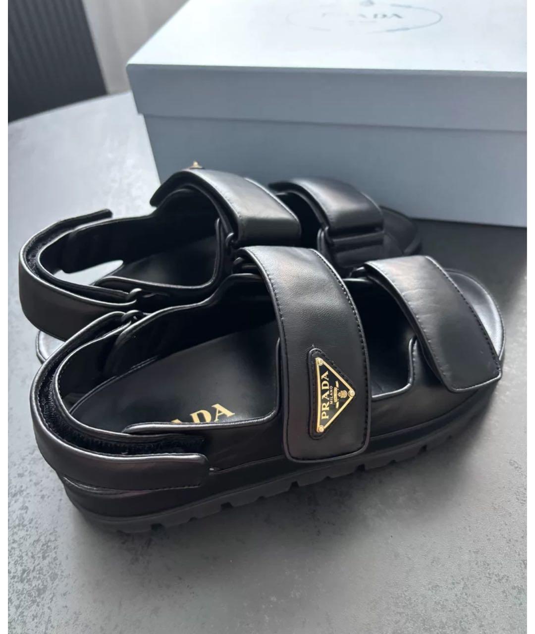 PRADA Черные кожаные сандалии, фото 5