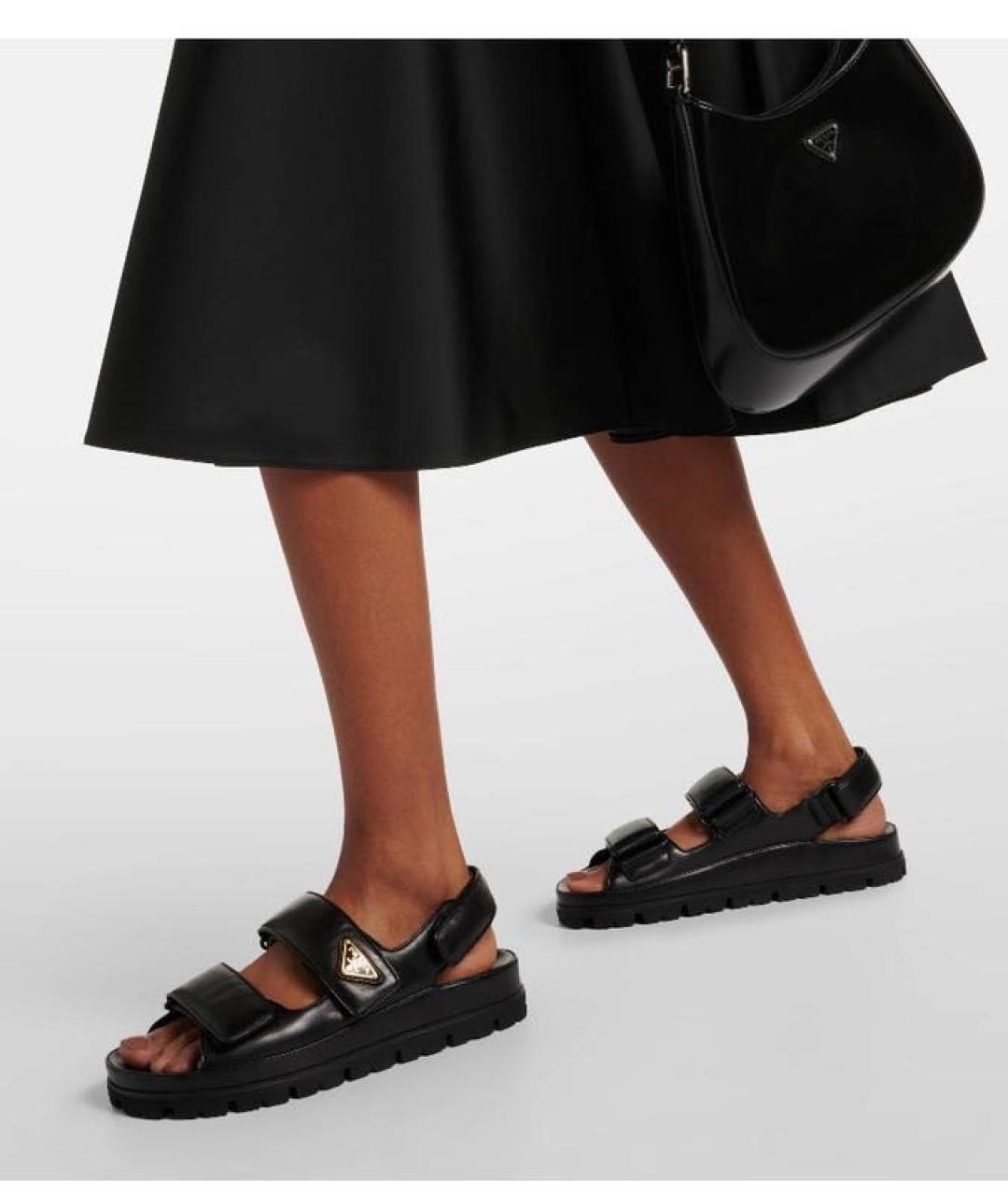 PRADA Черные кожаные сандалии, фото 7