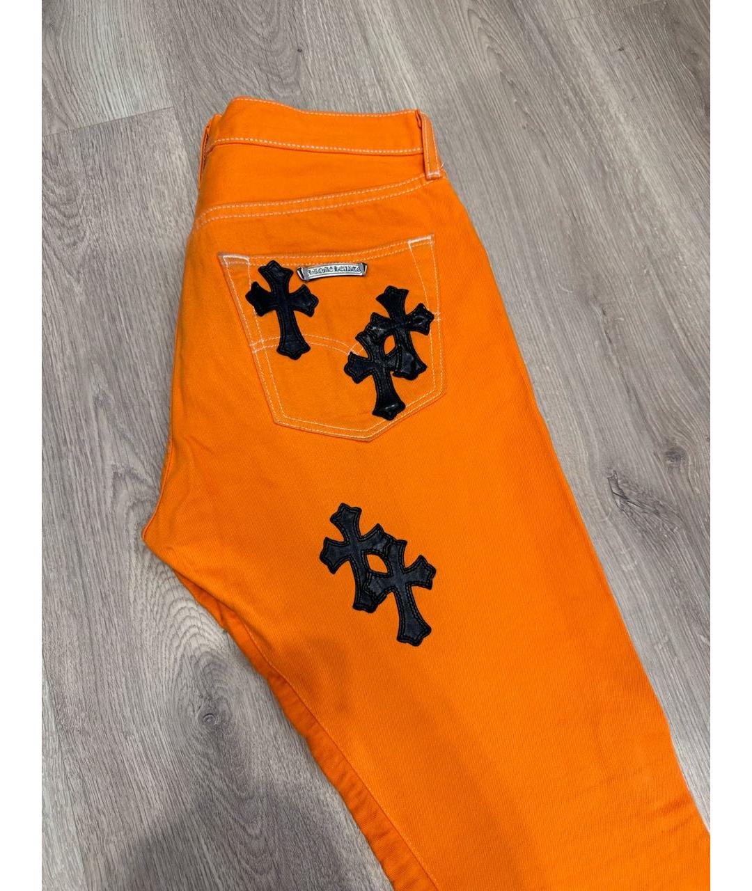 CHROME HEARTS Оранжевое хлопковые джинсы, фото 2