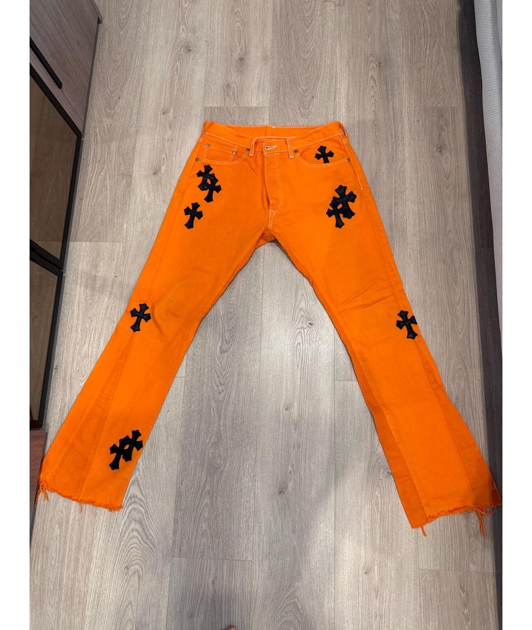 CHROME HEARTS Оранжевое хлопковые джинсы, фото 7
