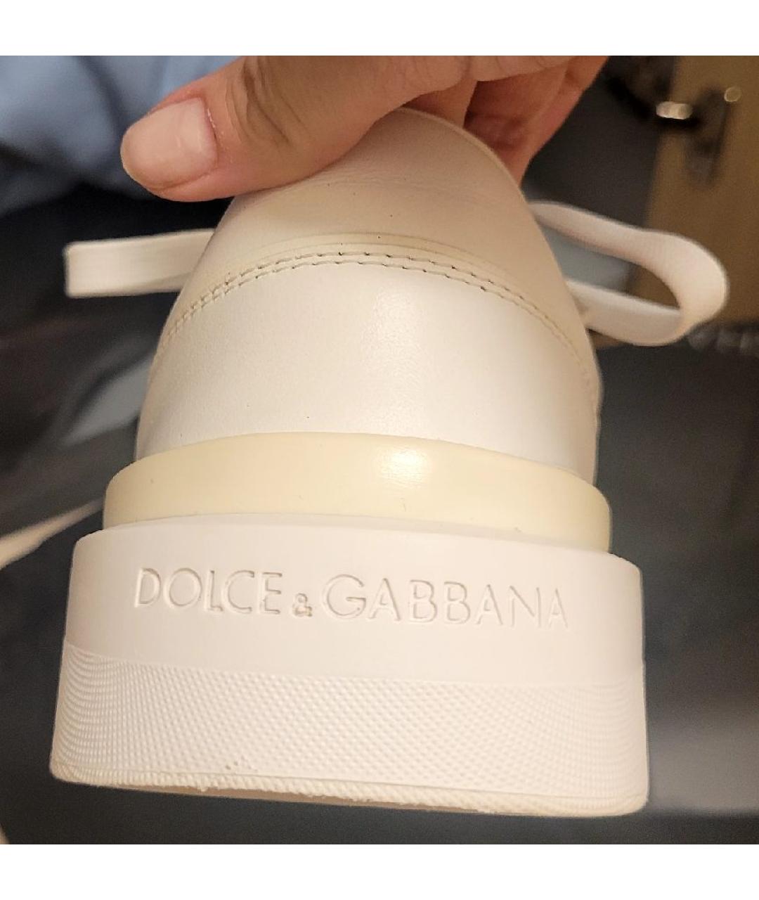 DOLCE&GABBANA Белые кожаные кеды, фото 2