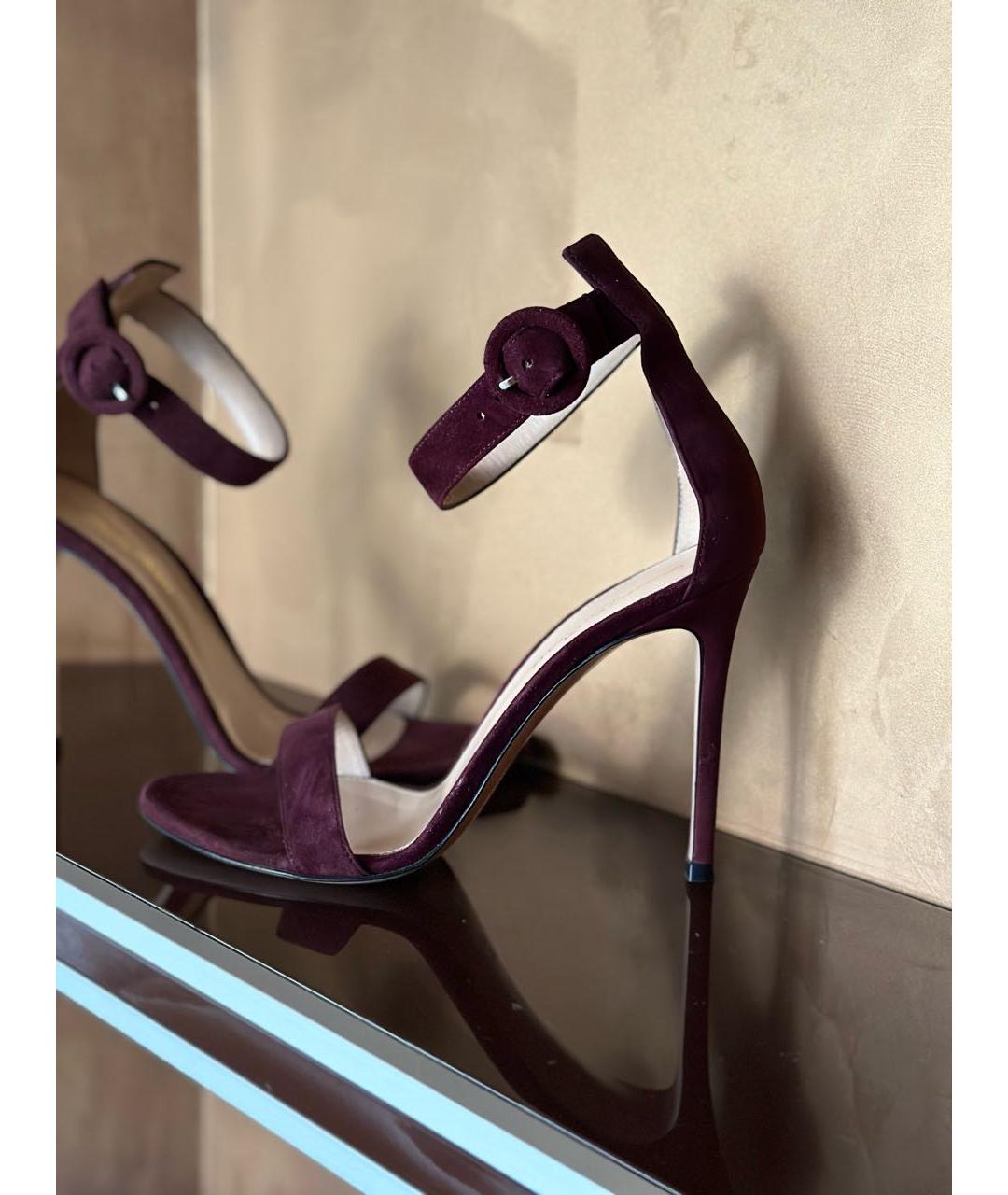 GIANVITO ROSSI Бордовые босоножки, фото 4
