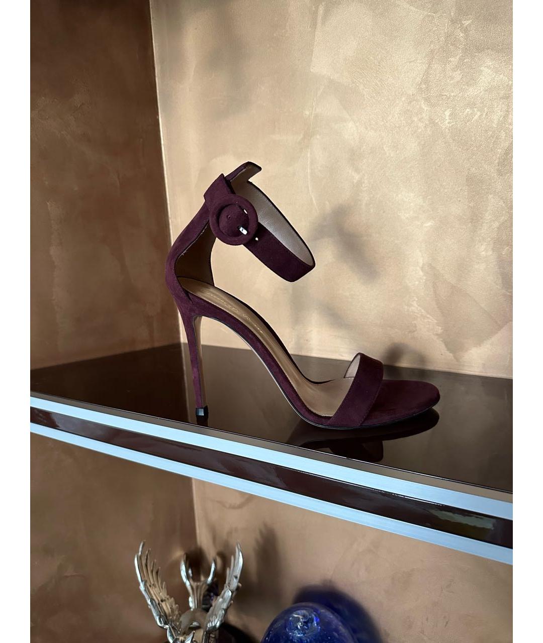 GIANVITO ROSSI Бордовые босоножки, фото 9