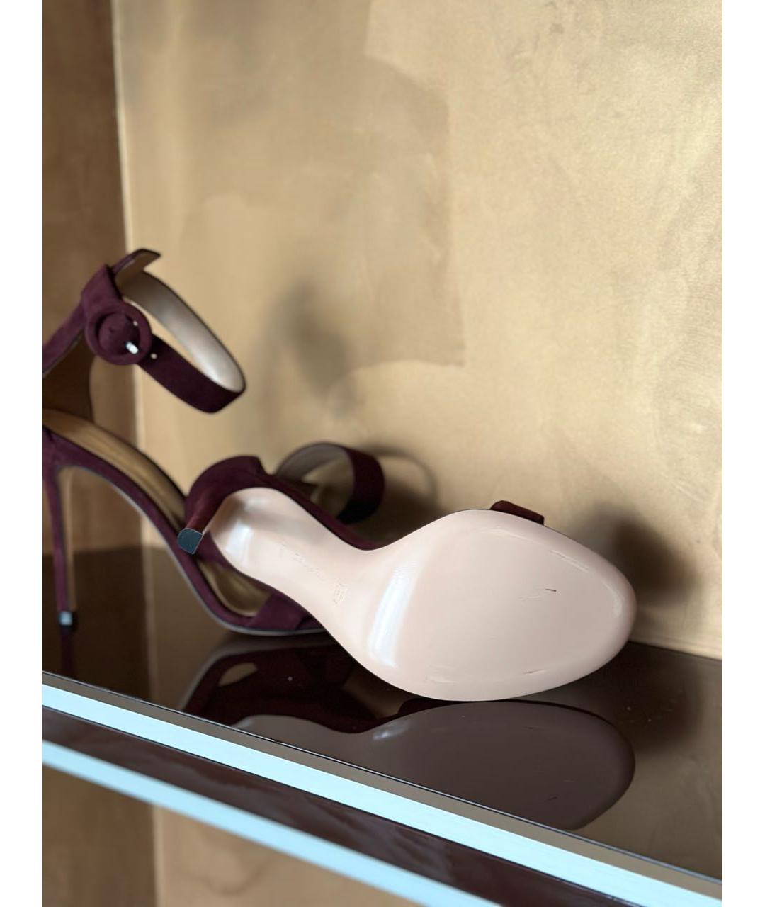 GIANVITO ROSSI Бордовые босоножки, фото 3