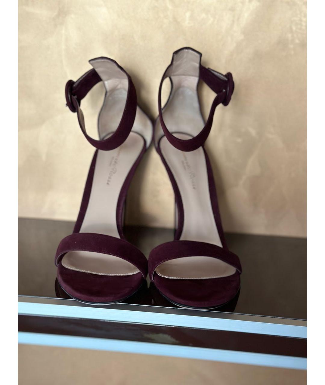 GIANVITO ROSSI Бордовые босоножки, фото 8