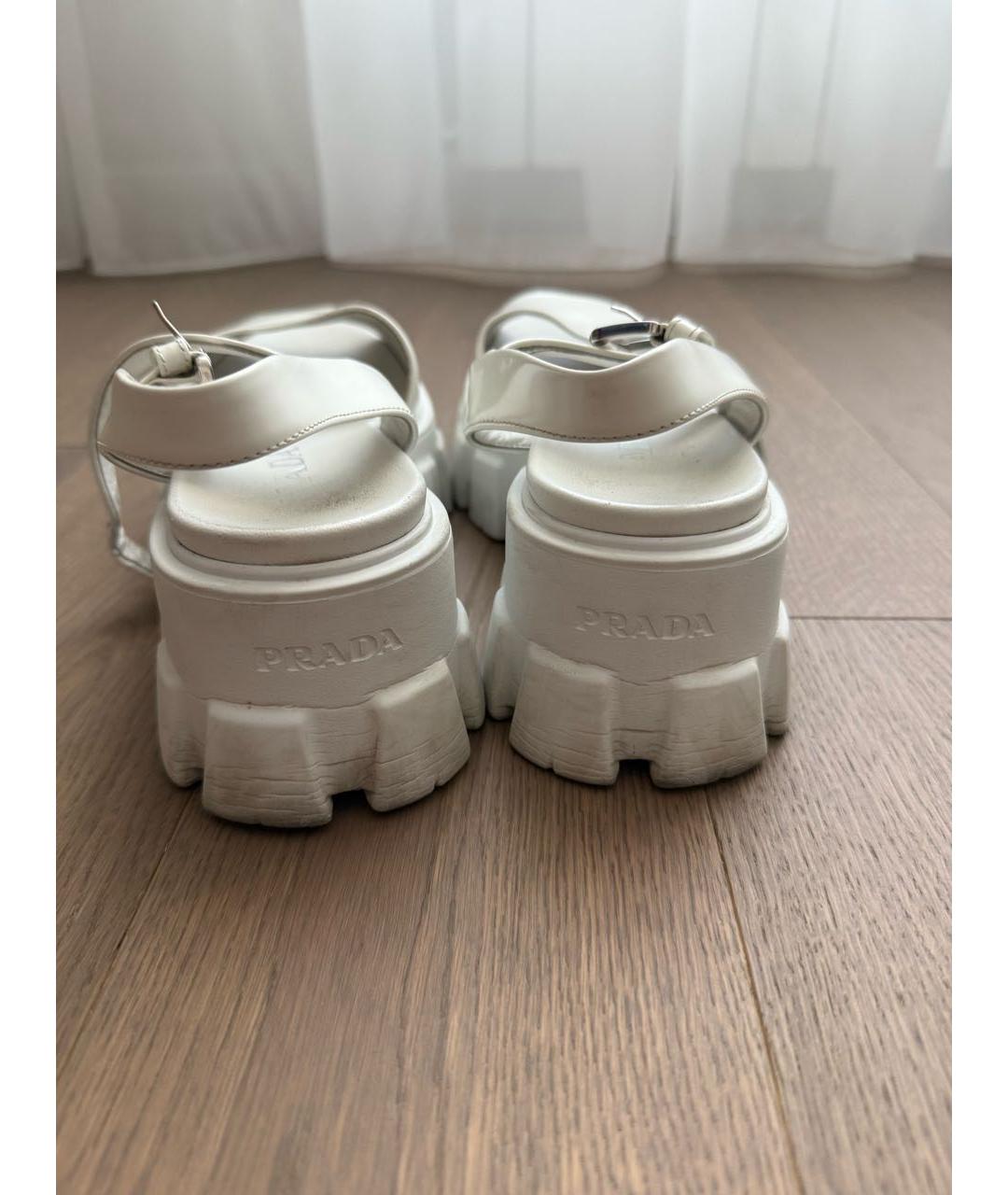 PRADA Белые кожаные босоножки, фото 4