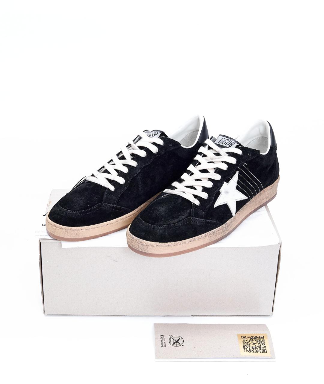 GOLDEN GOOSE DELUXE BRAND Черные замшевые низкие кроссовки / кеды, фото 4