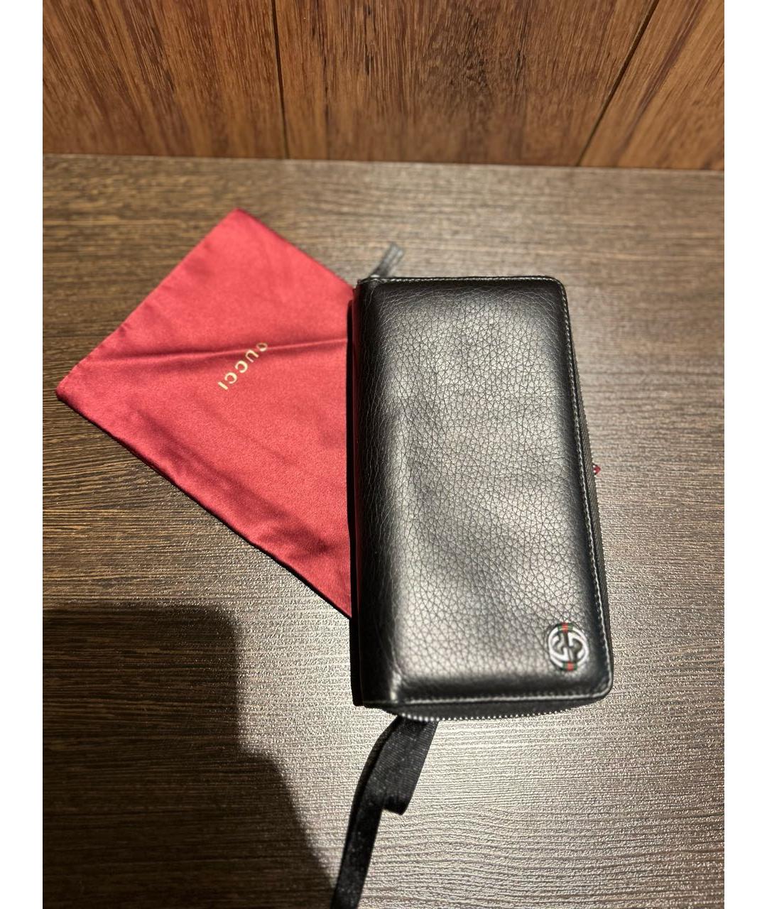 GUCCI Черный кожаный кошелек, фото 2