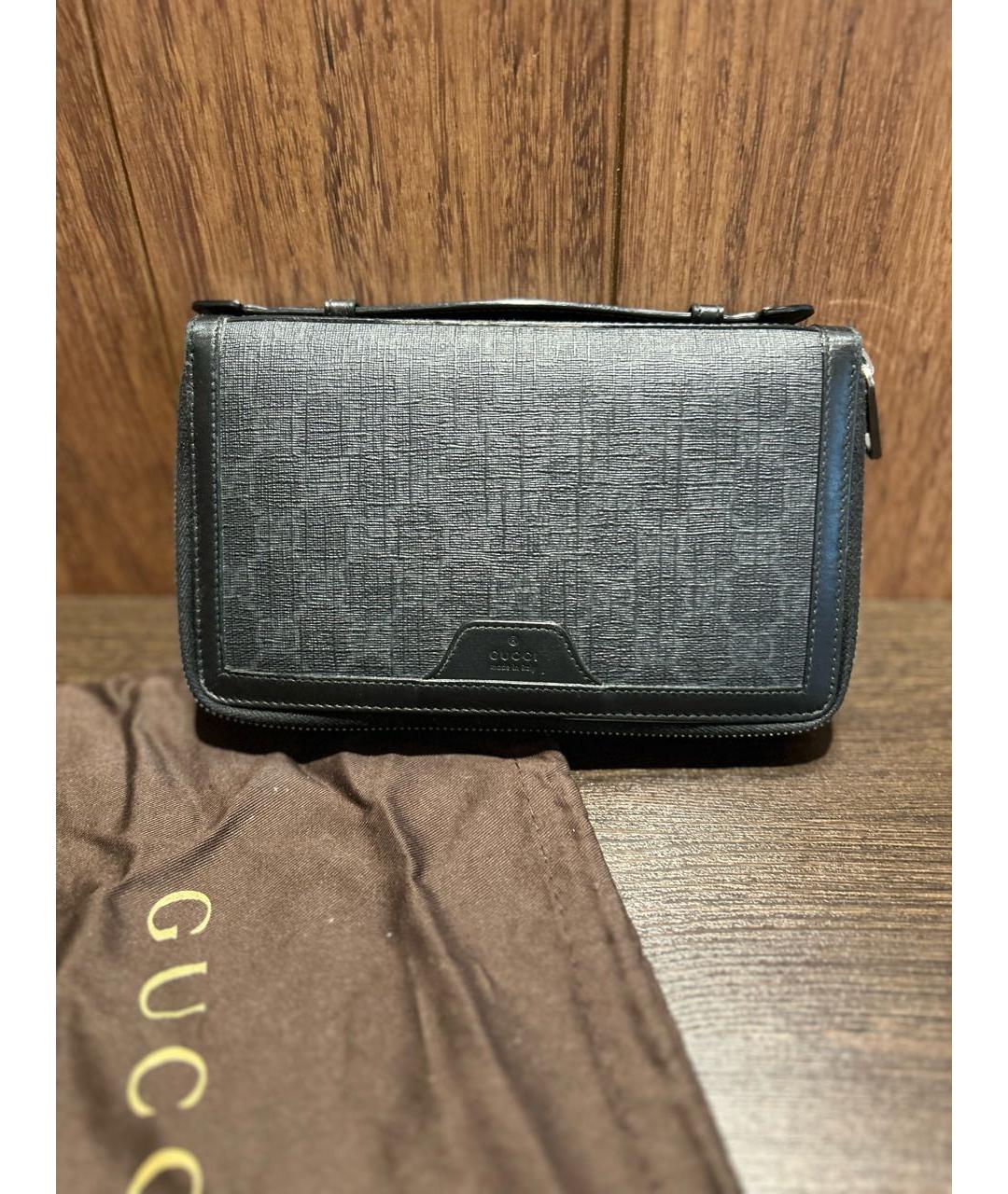 GUCCI Антрацитовый кожаный кошелек, фото 9