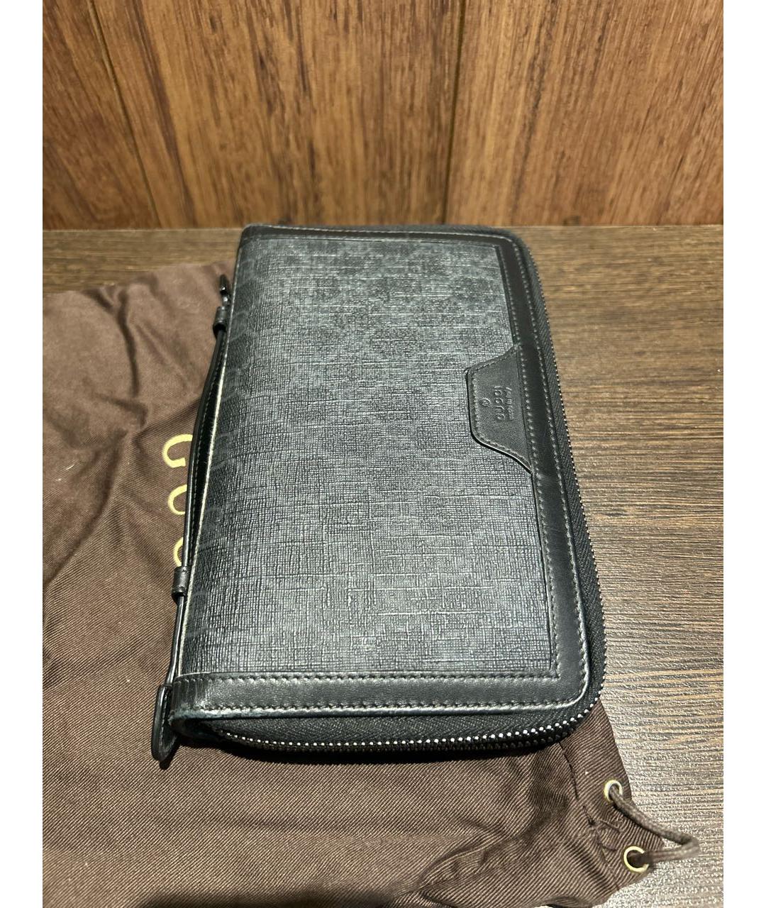 GUCCI Антрацитовый кожаный кошелек, фото 5