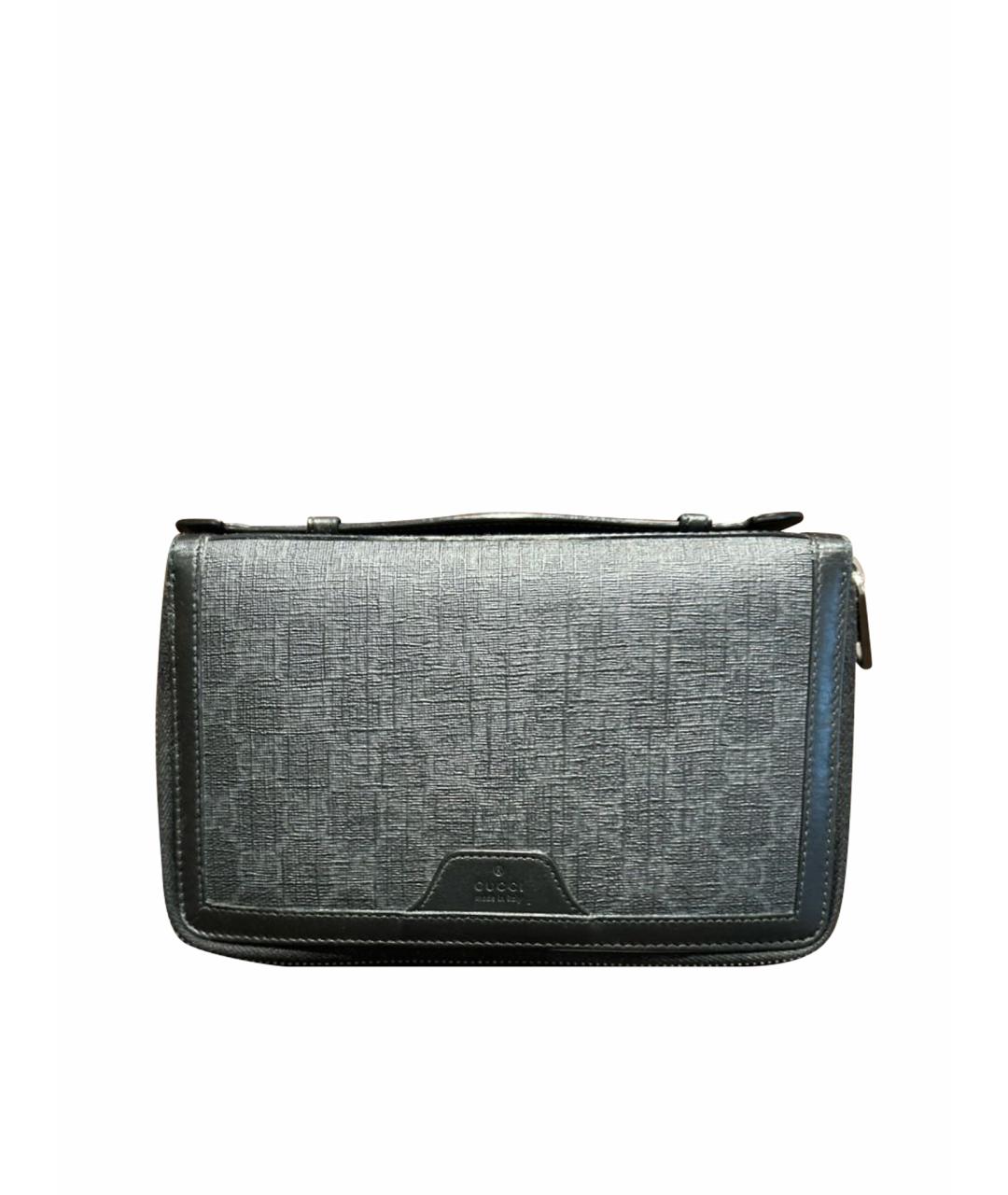 GUCCI Антрацитовый кожаный кошелек, фото 1