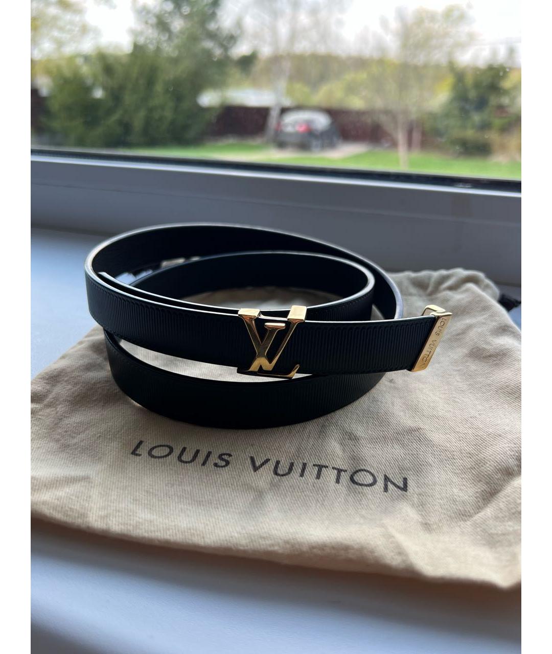 LOUIS VUITTON Черный кожаный ремень, фото 6